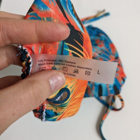 Bikini Top Bundle (3) Size Large Black White Stripe Tropical Print Size Large - Picture 6 of 8